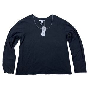 Chico's Platinum Shirt Top Women's XL Black Long Sleeve Vented Pearlie Stretch